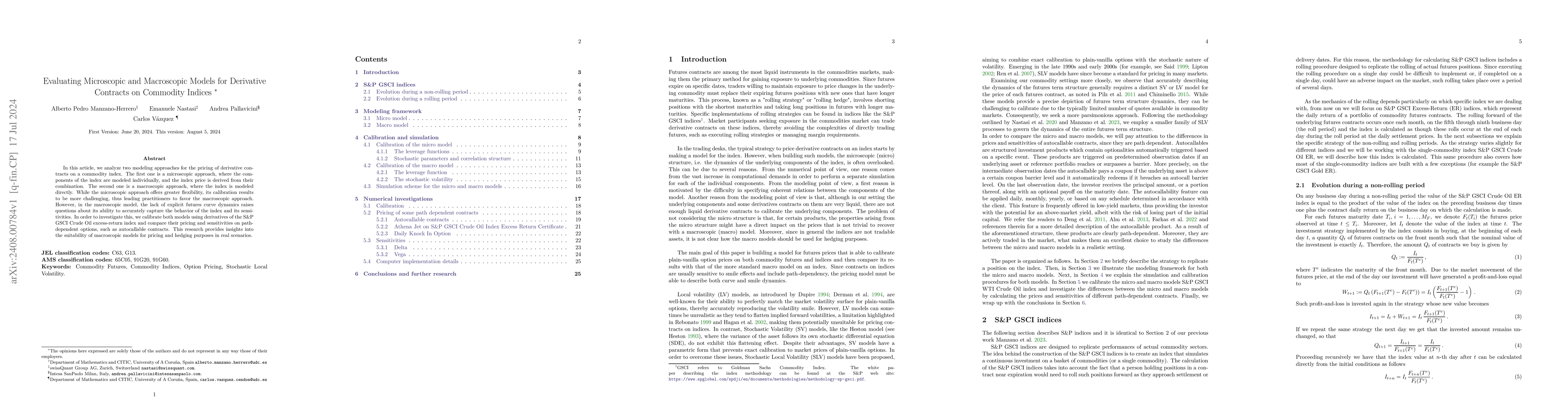 Thumbnail for Evaluating Microscopic and Macroscopic Models for Derivative Contracts
  on Commodity Indices