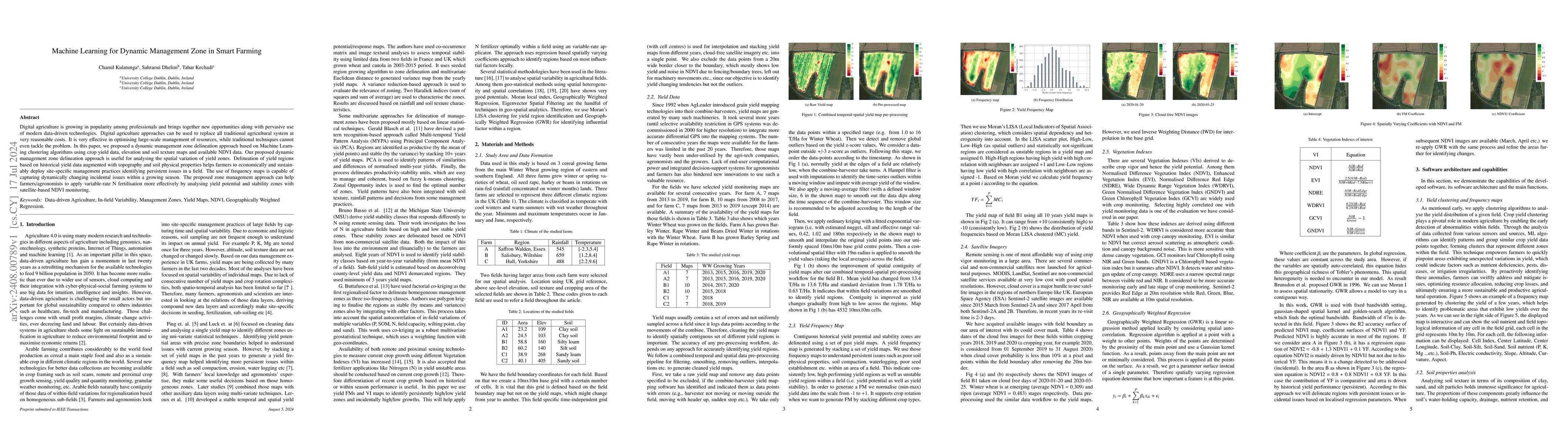 Thumbnail for Machine Learning for Dynamic Management Zone in Smart Farming