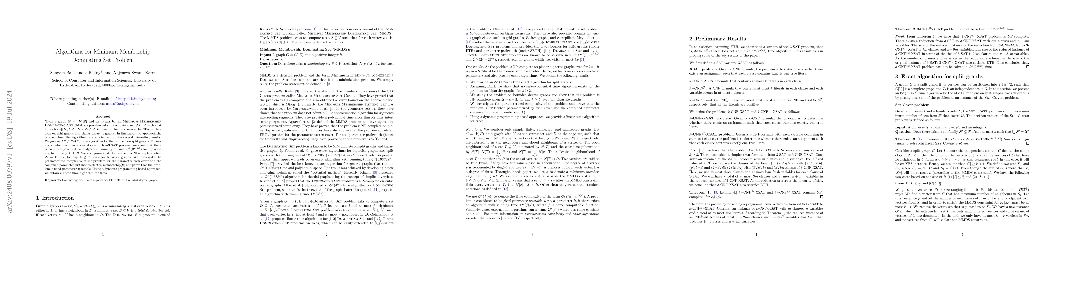 Thumbnail for Algorithms for Minimum Membership Dominating Set Problem