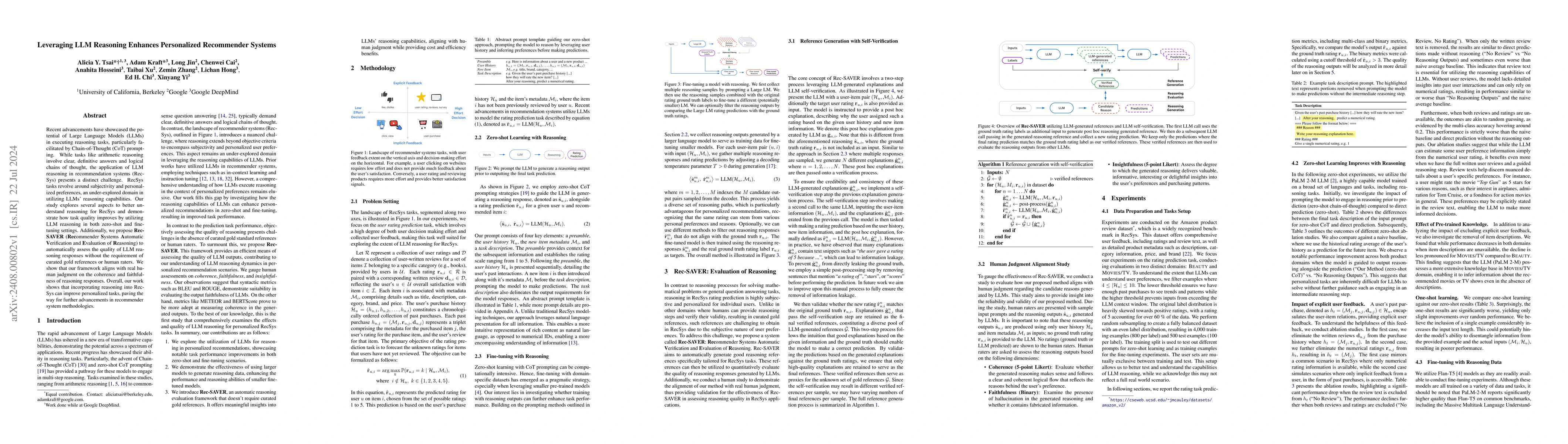 Thumbnail for Leveraging LLM Reasoning Enhances Personalized Recommender Systems