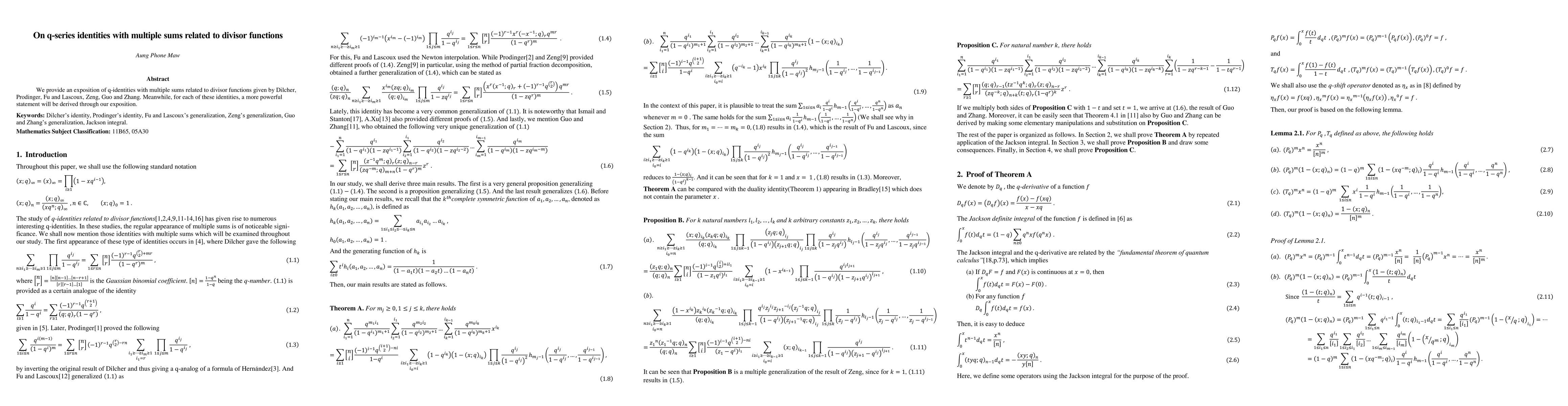 Thumbnail for On q-series identities with multiple sums related to divisor functions