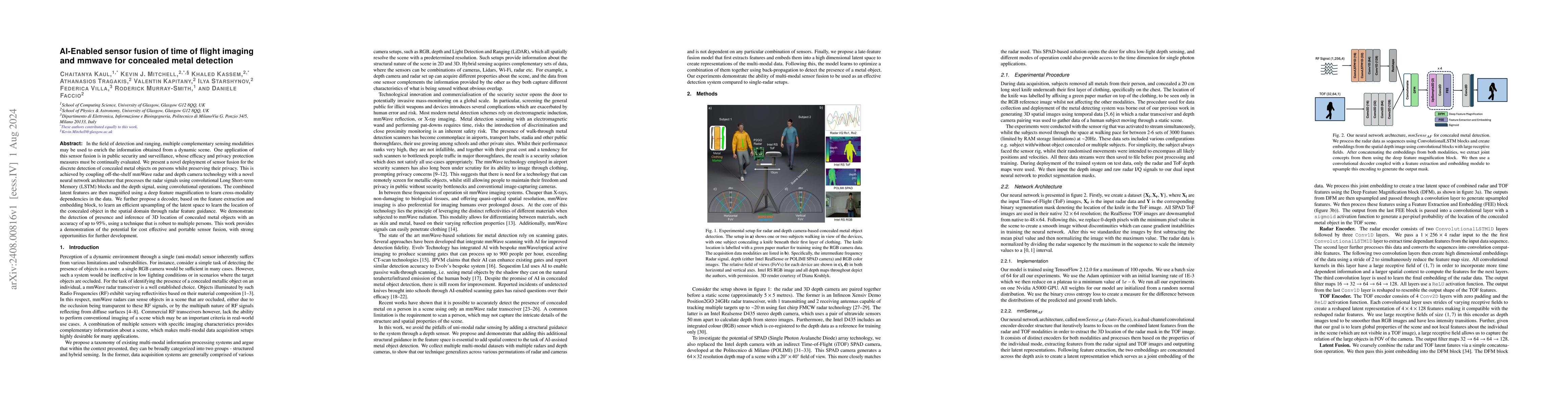 Thumbnail for AI-Enabled sensor fusion of time of flight imaging and mmwave for
  concealed metal detection