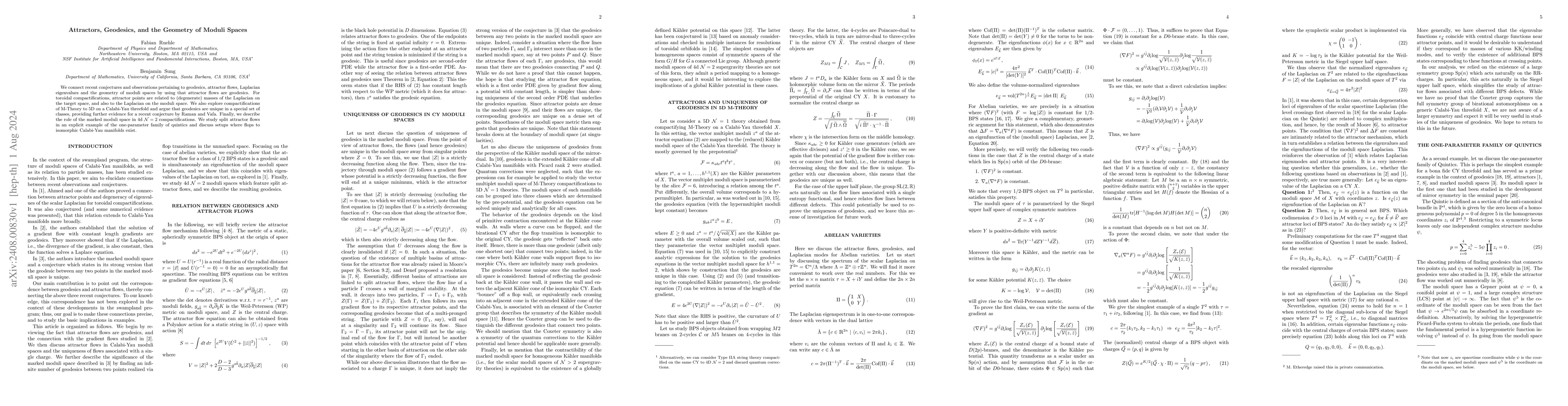 Thumbnail for Attractors, Geodesics, and the Geometry of Moduli Spaces