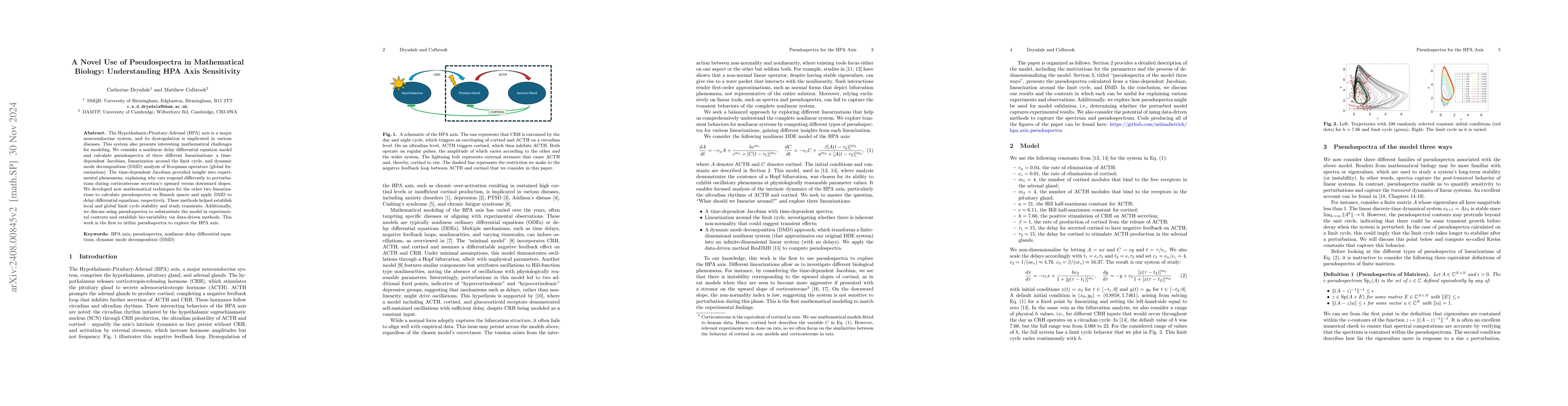 Thumbnail for A Novel Use of Pseudospectra in Mathematical Biology: Understanding HPA
  Axis Sensitivity