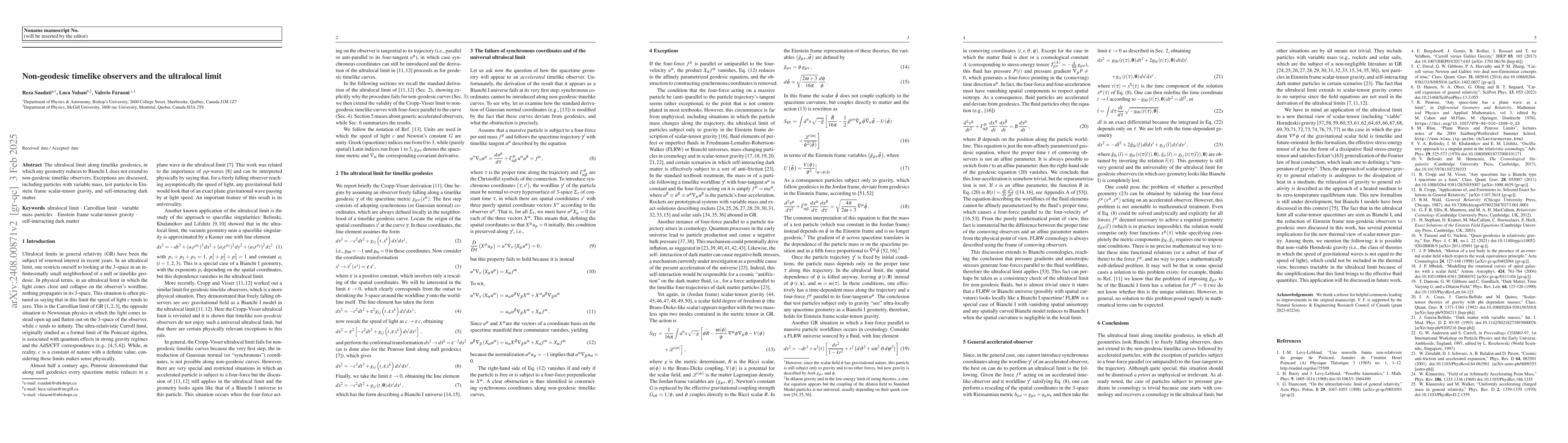 Thumbnail for Non-geodesic timelike observers and the ultralocal limit