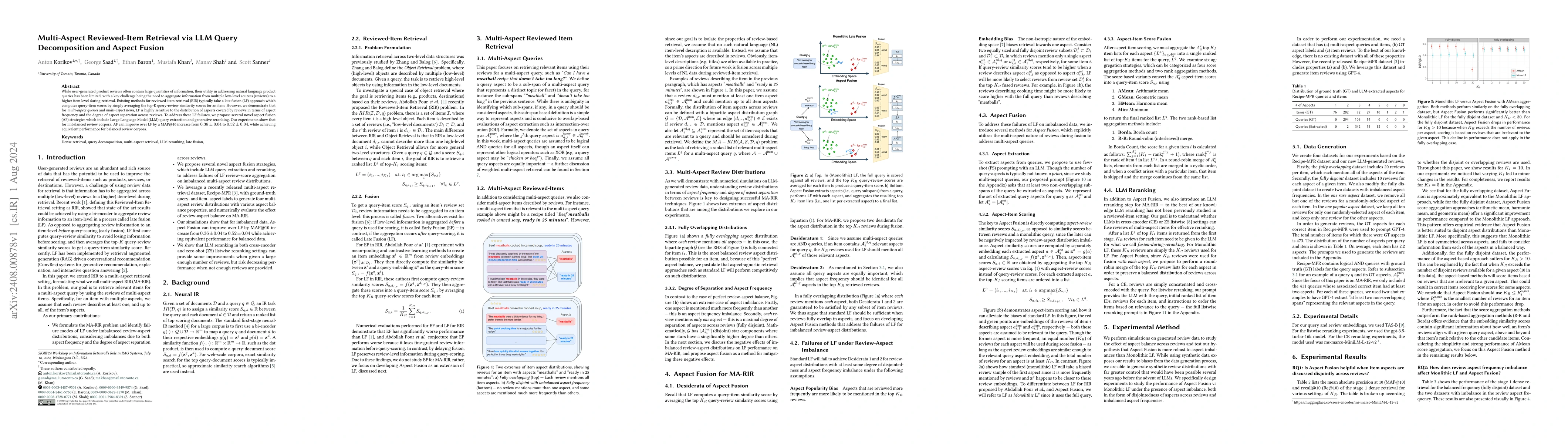 Thumbnail for Multi-Aspect Reviewed-Item Retrieval via LLM Query Decomposition and
  Aspect Fusion