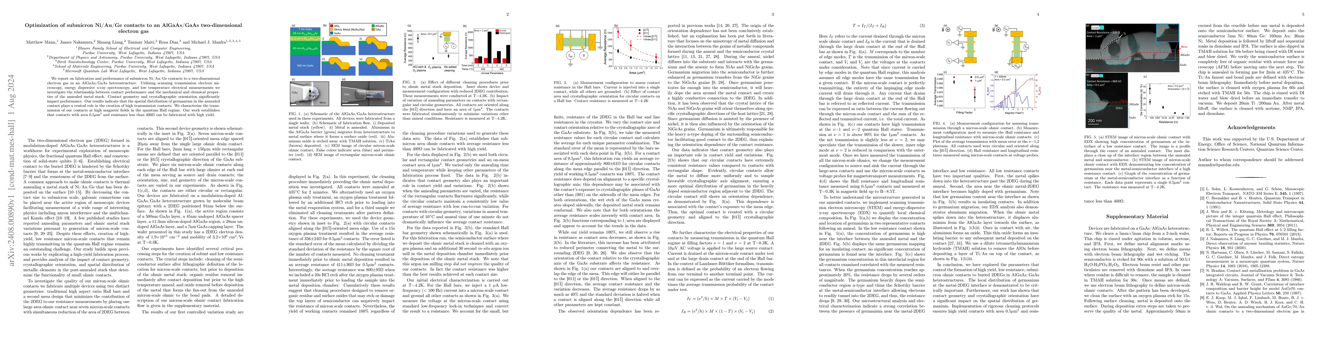 Thumbnail for Optimization of submicron Ni/Au/Ge contacts to an AlGaAs/GaAs
  two-dimensional electron gas