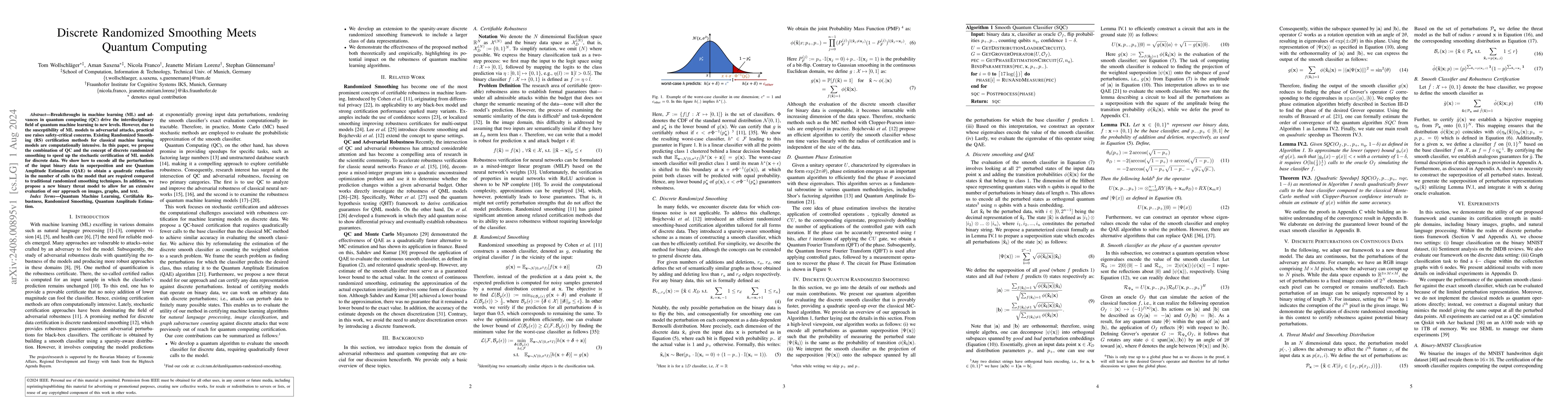 Thumbnail for Discrete Randomized Smoothing Meets Quantum Computing