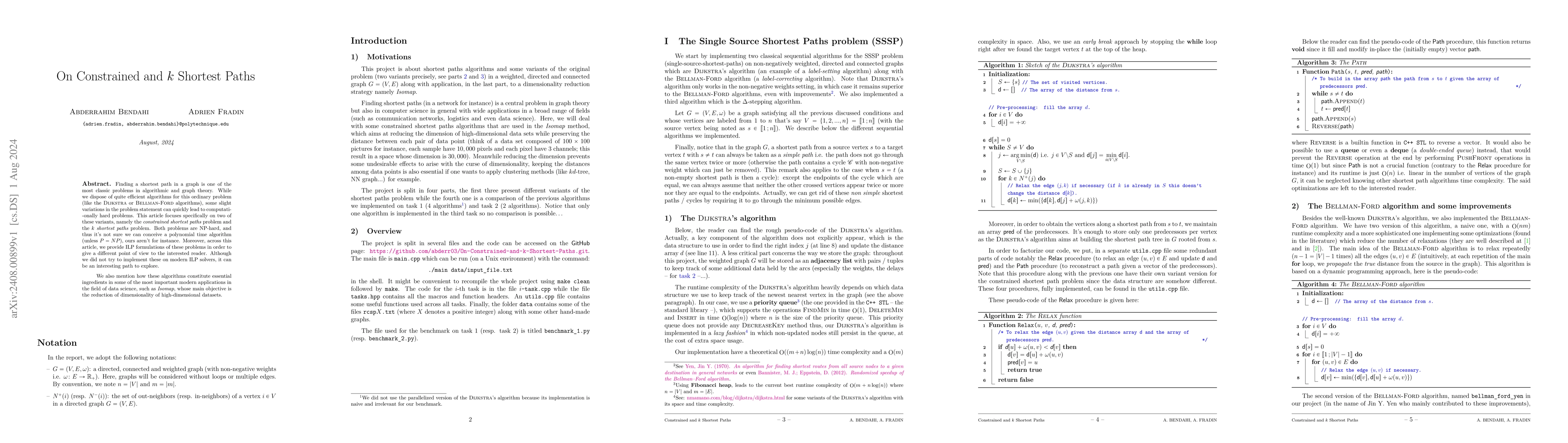 Thumbnail for On Constrained and k Shortest Paths