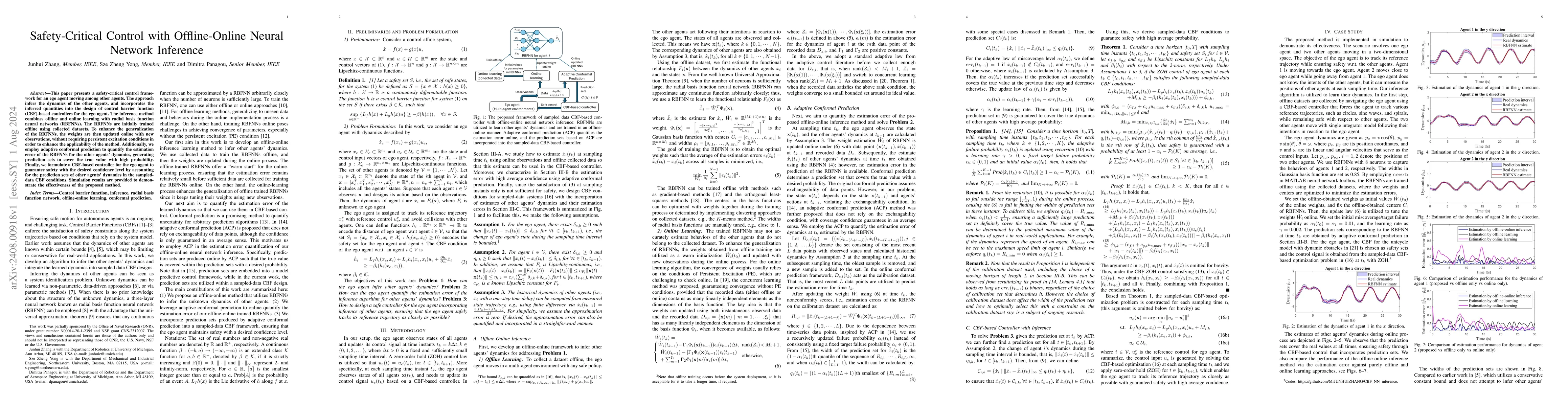 Thumbnail for Safety-Critical Control with Offline-Online Neural Network Inference