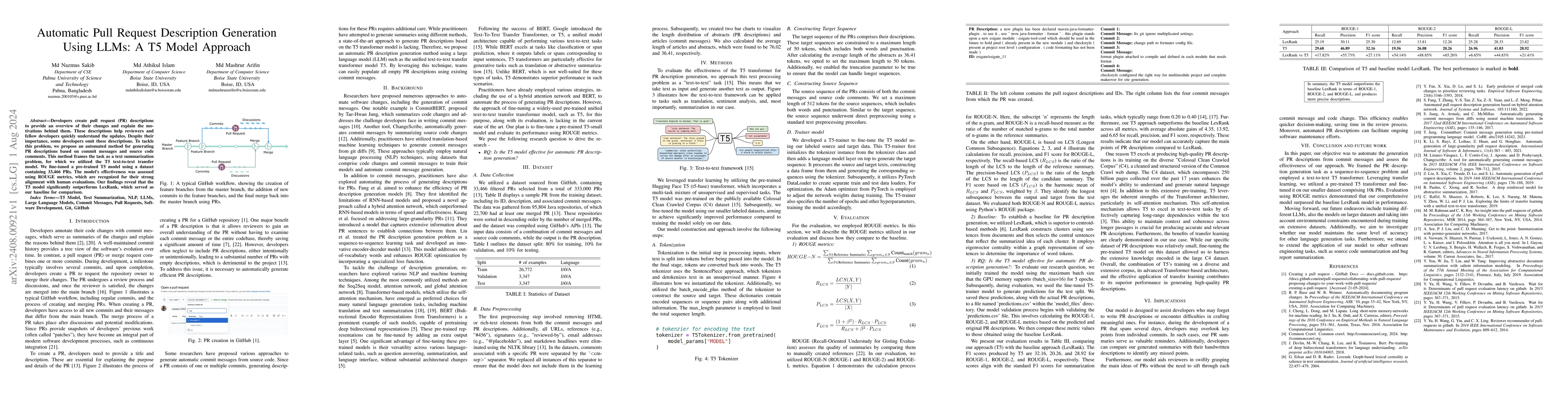 Thumbnail for Automatic Pull Request Description Generation Using LLMs: A T5 Model
  Approach