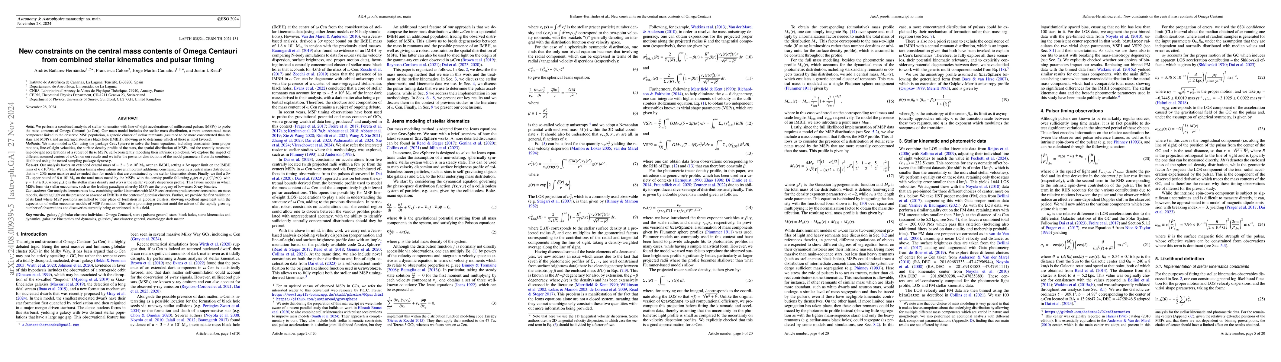 Thumbnail for New constraints on the central mass contents of Omega Centauri from
  combined stellar kinematics and pulsar timing