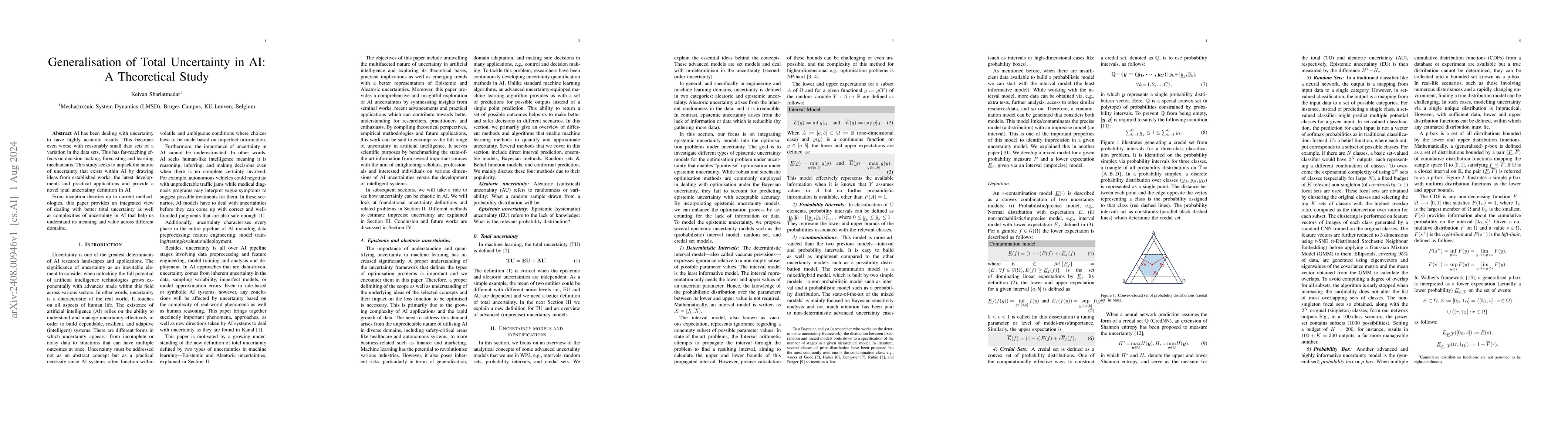 Thumbnail for Generalisation of Total Uncertainty in AI: A Theoretical Study
