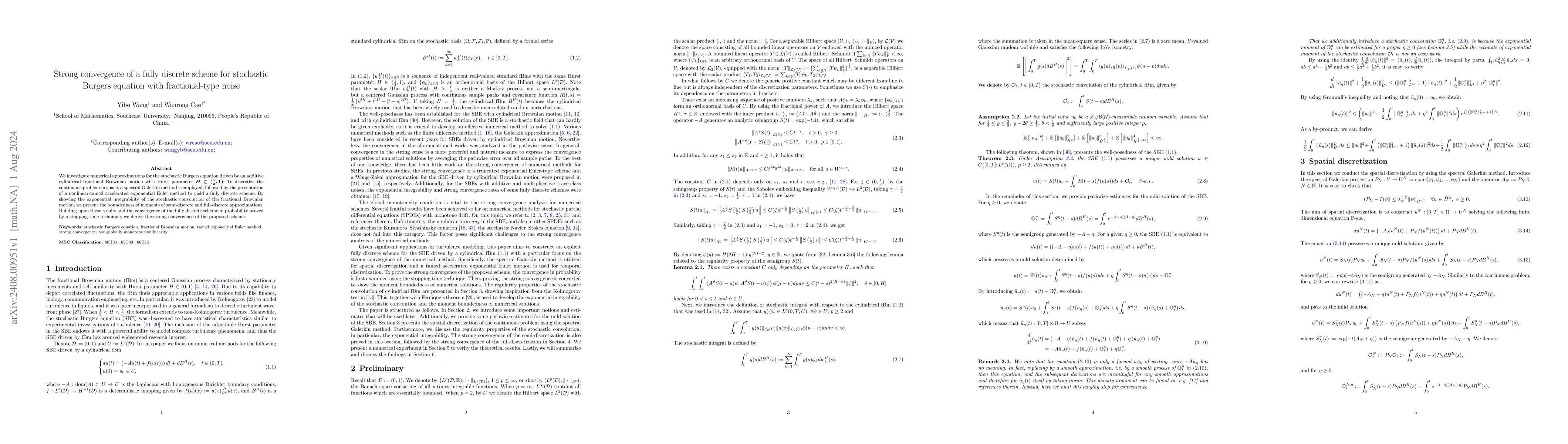 Thumbnail for Strong convergence of a fully discrete scheme for stochastic Burgers
  equation with fractional-type noise