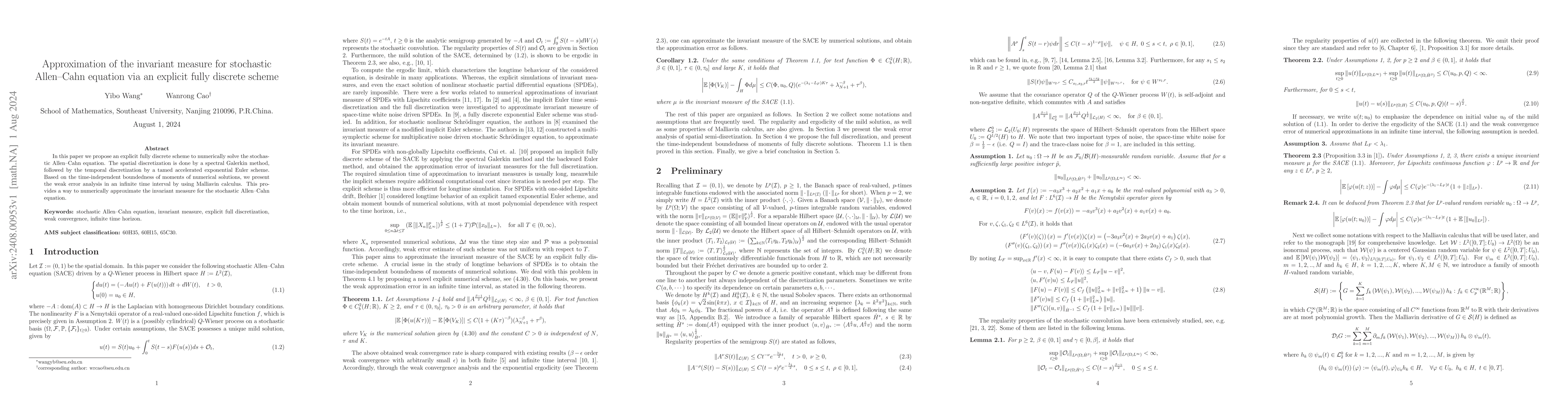Thumbnail for Approximation of the invariant measure for stochastic Allen-Cahn
  equation via an explicit fully discrete scheme
