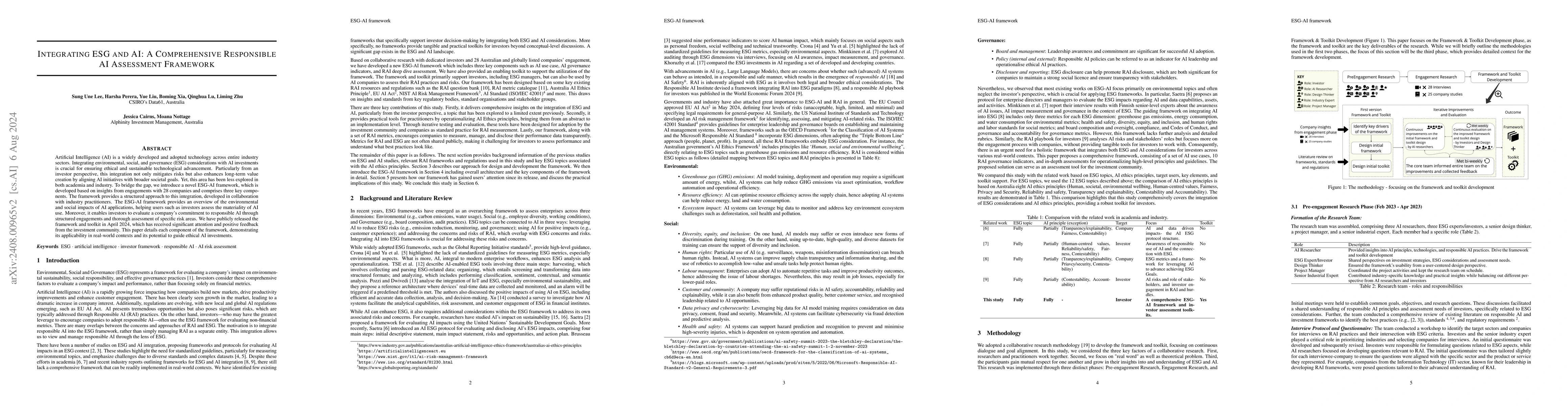 Thumbnail for Integrating ESG and AI: A Comprehensive Responsible AI Assessment
  Framework
