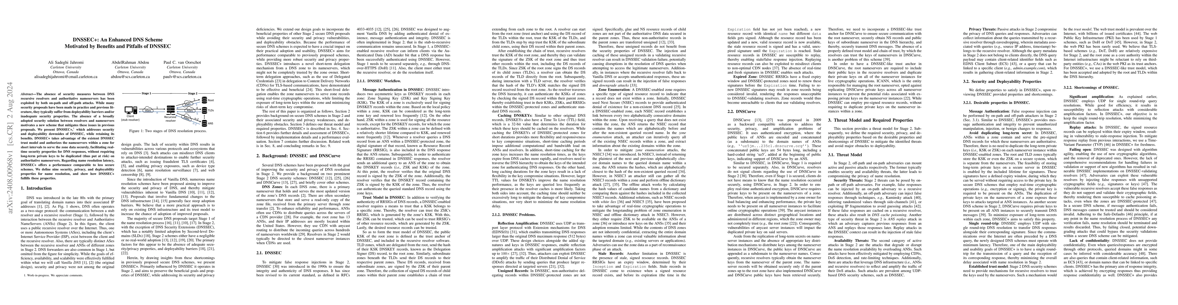 Thumbnail for DNSSEC+: An Enhanced DNS Scheme Motivated by Benefits and Pitfalls of
  DNSSEC