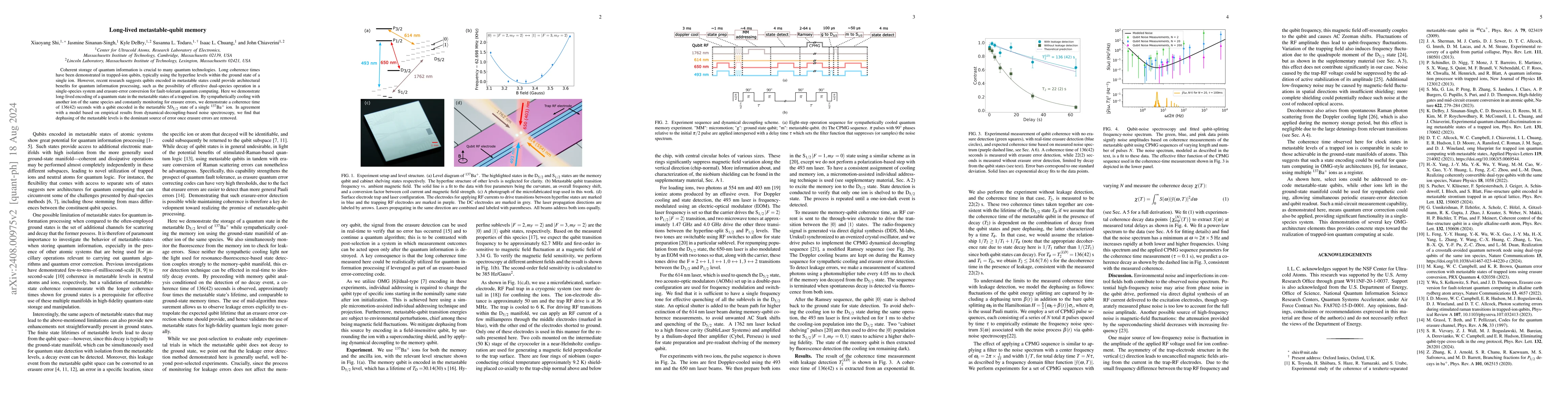 Thumbnail for Long-lived metastable-qubit memory