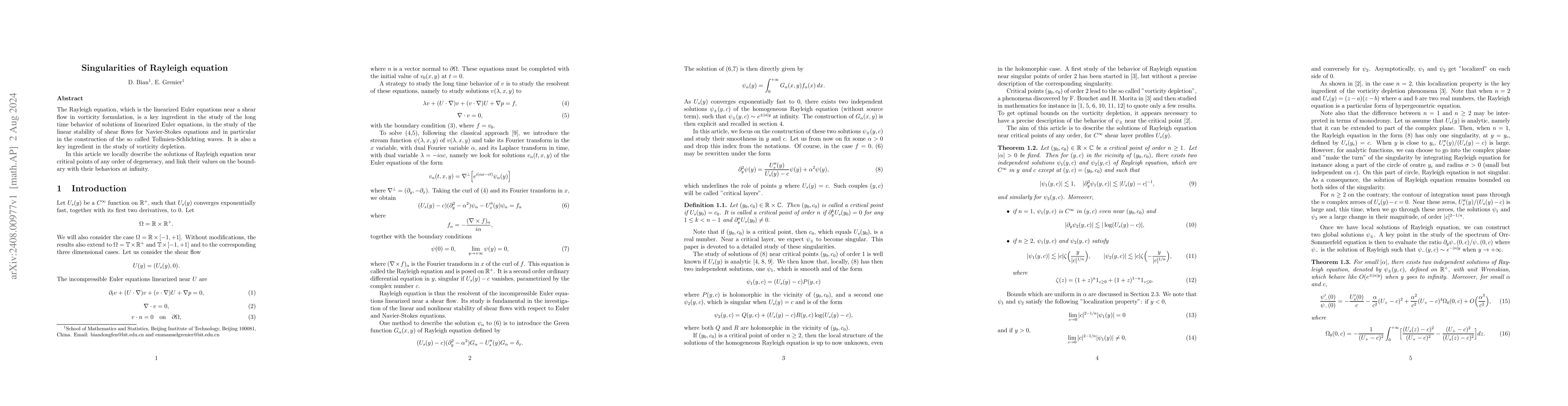 Thumbnail for Singularities of Rayleigh equation
