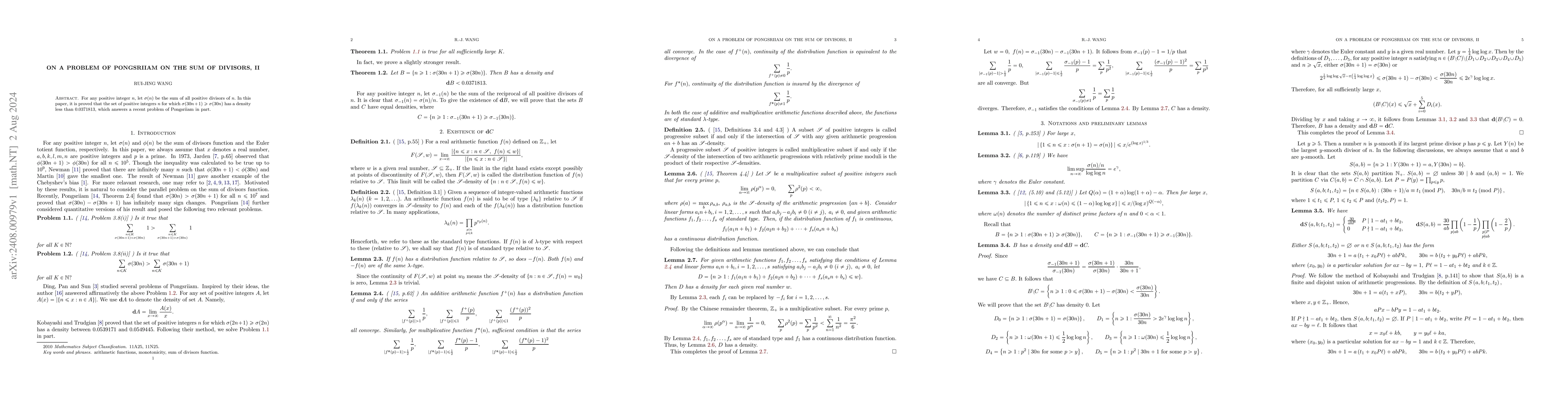Thumbnail for On a problem of Pongsriiam on the sum of divisors, II