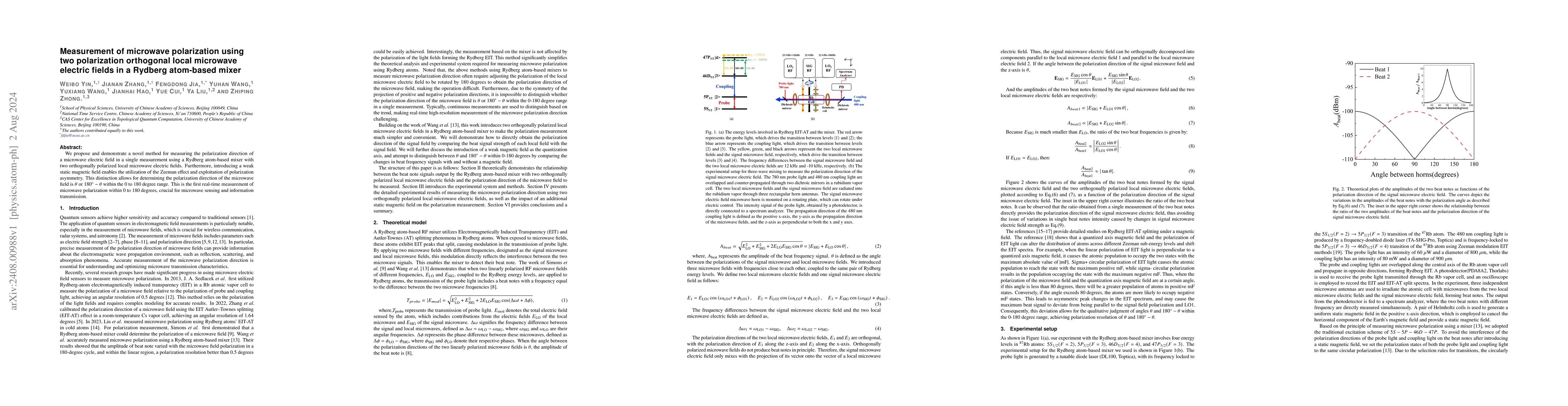 Thumbnail for Measurement of microwave polarization using two polarization orthogonal
  local microwave electric fields in a Rydberg atom-based mixer