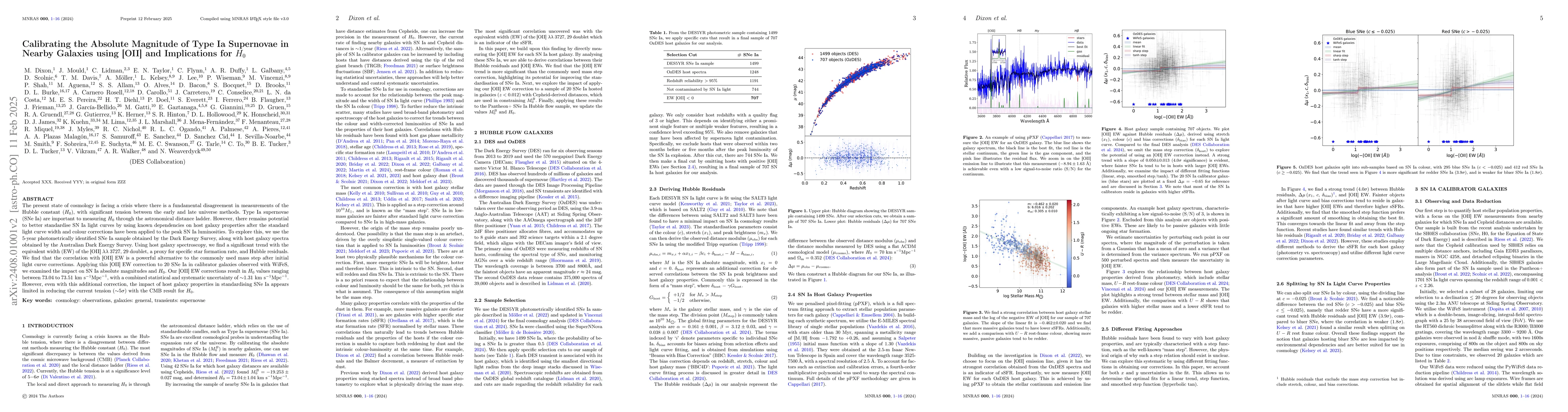 Thumbnail for Calibrating the Absolute Magnitude of Type Ia Supernovae in Nearby
  Galaxies using [OII] and Implications for $H_{0}$