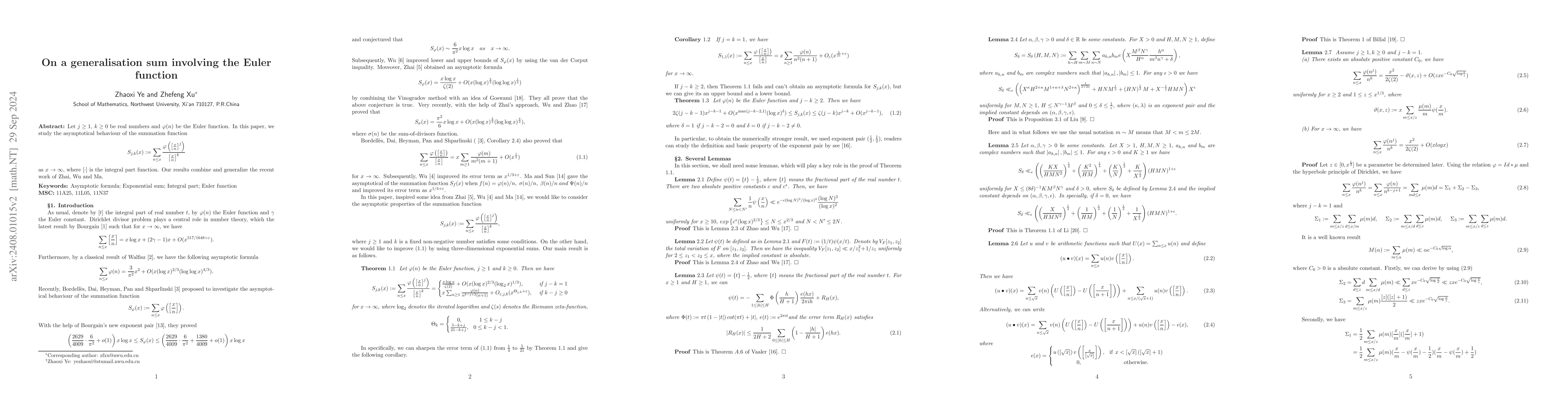 Thumbnail for On a generalisation sum involving the Euler function