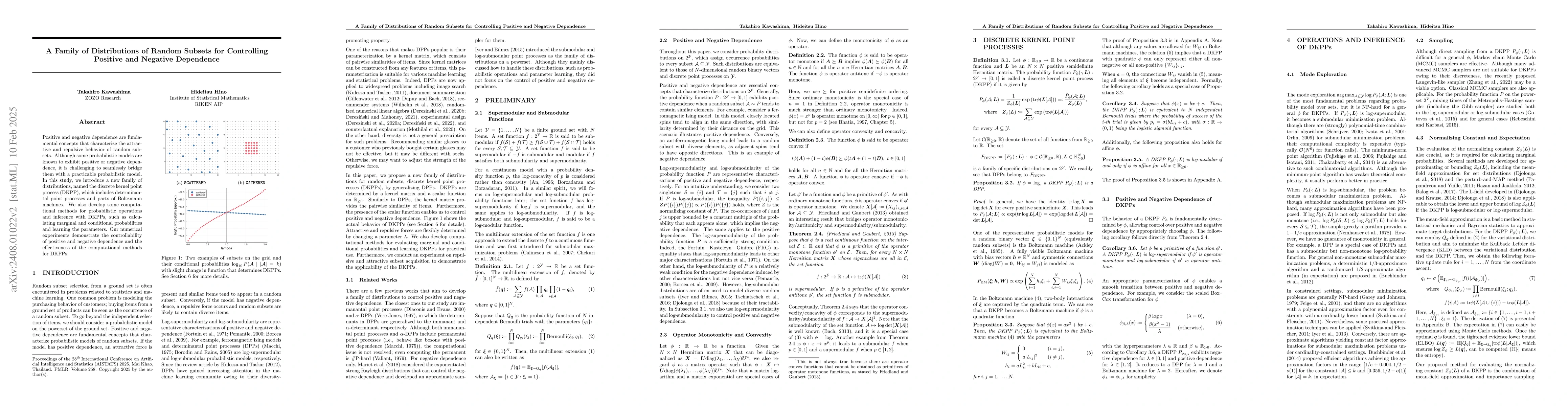 Thumbnail for A Family of Distributions of Random Subsets for Controlling Positive and
  Negative Dependence