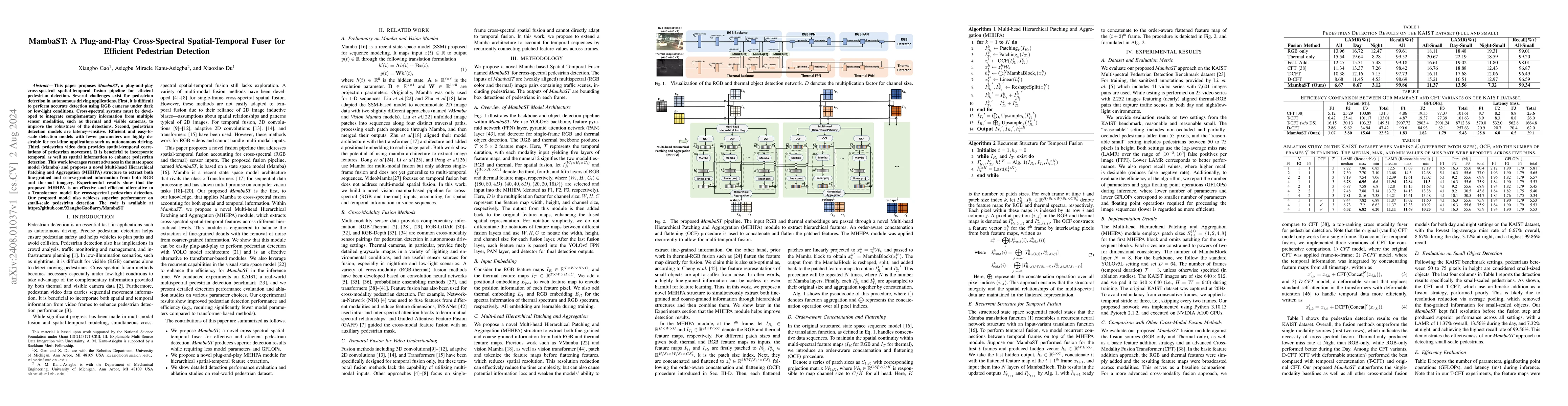 Thumbnail for MambaST: A Plug-and-Play Cross-Spectral Spatial-Temporal Fuser for
  Efficient Pedestrian Detection