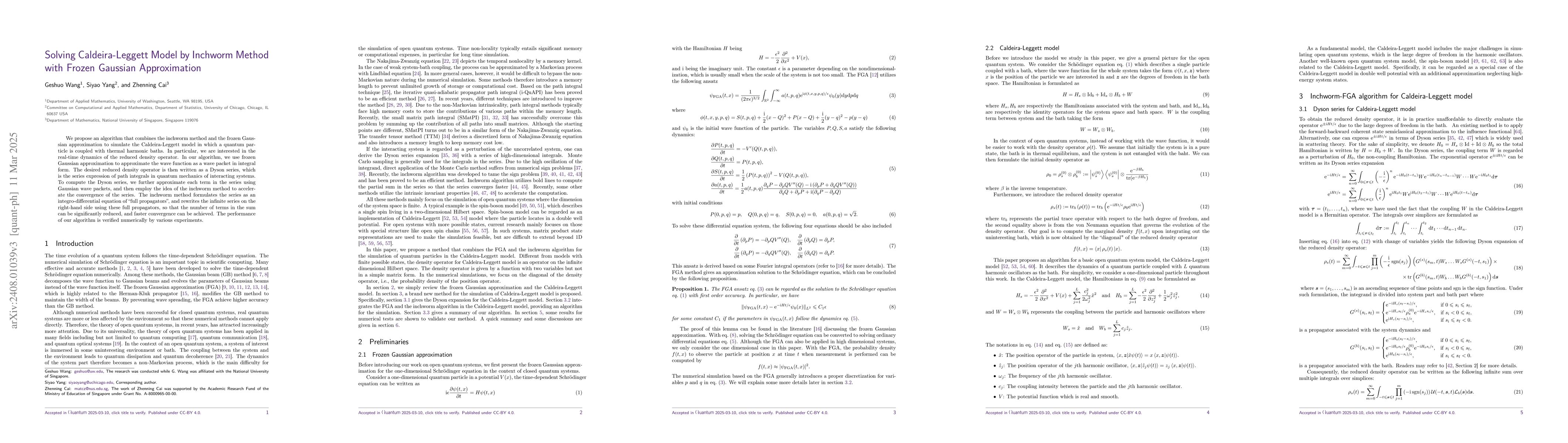 Thumbnail for Solving Caldeira-Leggett Model by Inchworm Method with Frozen Gaussian
  Approximation
