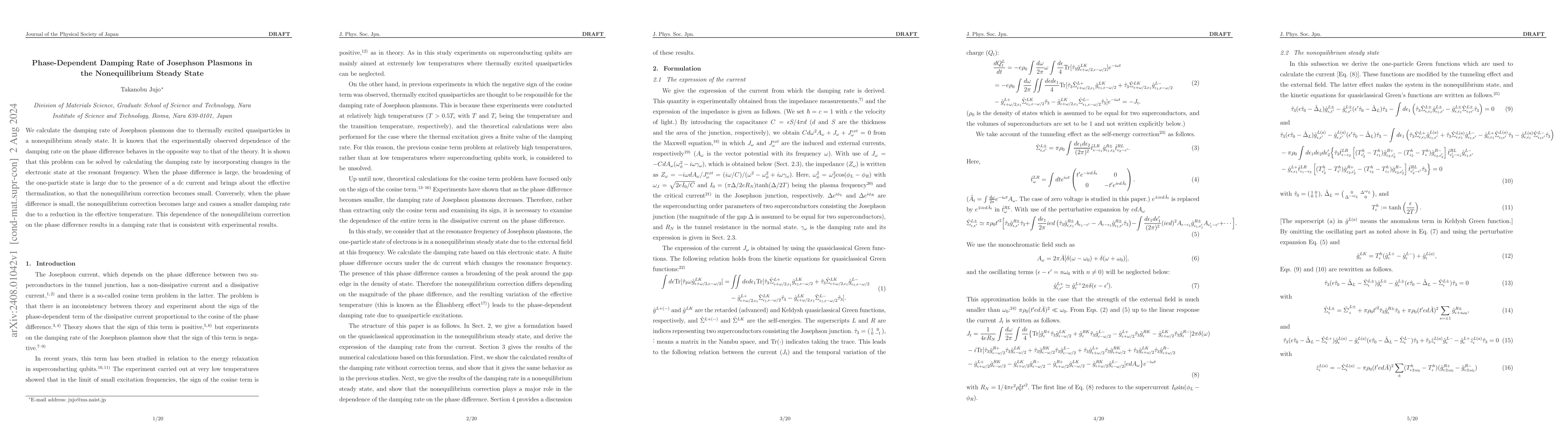 Thumbnail for Phase-dependent damping rate of Josephson plasmons in the nonequilibrium
  steady state