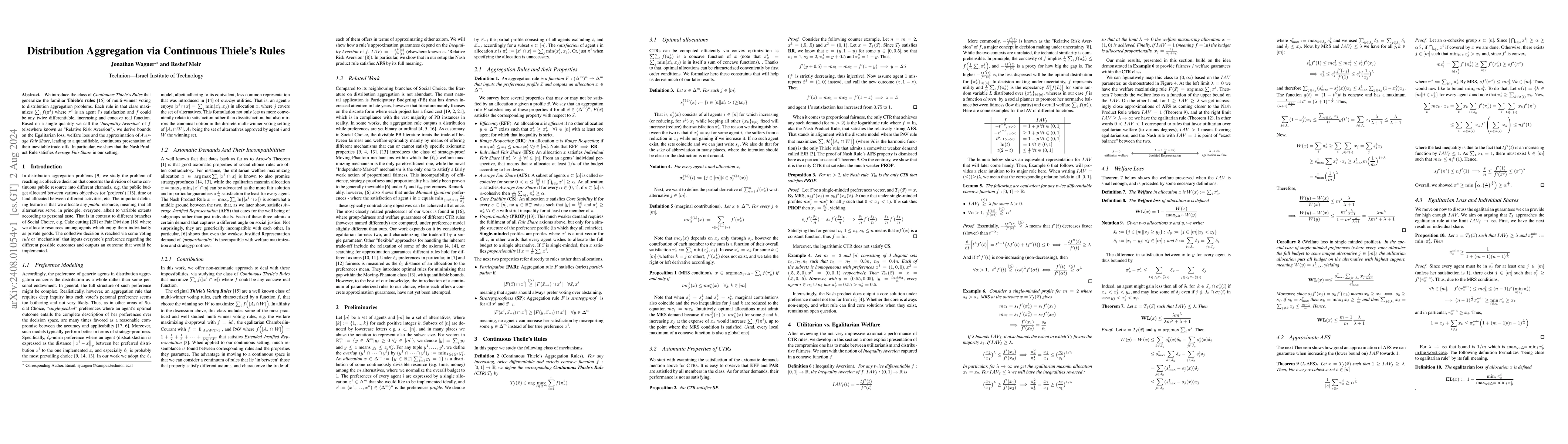 Thumbnail for Distribution Aggregation via Continuous Thiele's Rules