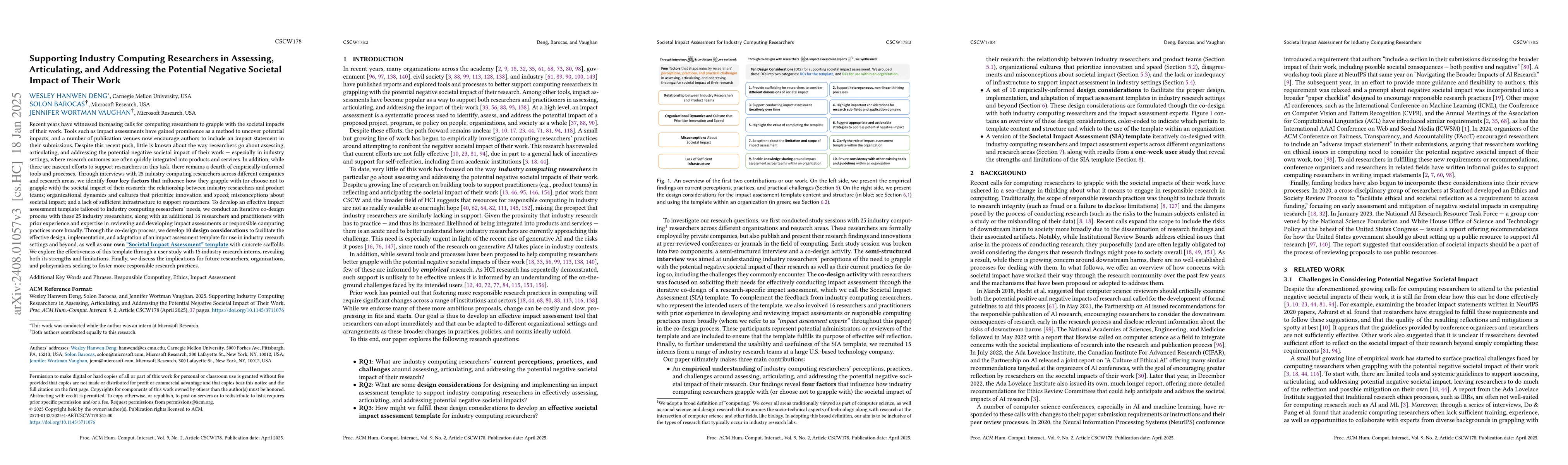 Thumbnail for Supporting Industry Computing Researchers in Assessing, Articulating,
  and Addressing the Potential Negative Societal Impact of Their Work