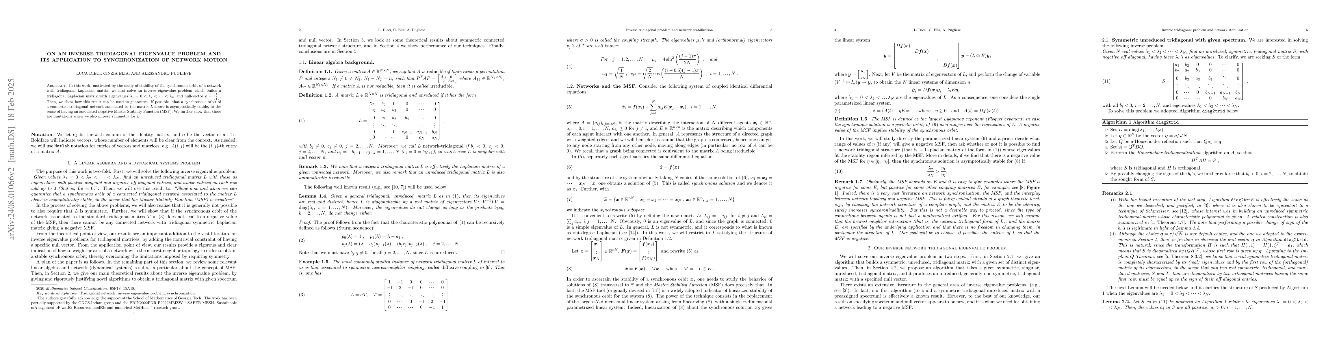 Thumbnail for Stabilization of synchronous tridiagonal network motion