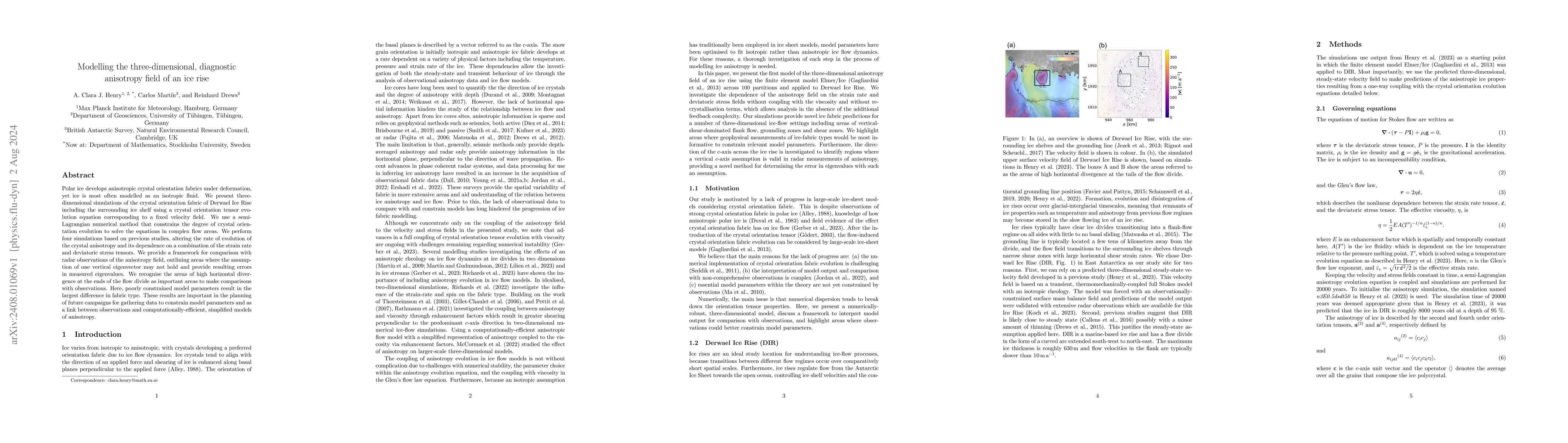 Thumbnail for Modelling the three-dimensional, diagnostic anisotropy field of an ice
  rise