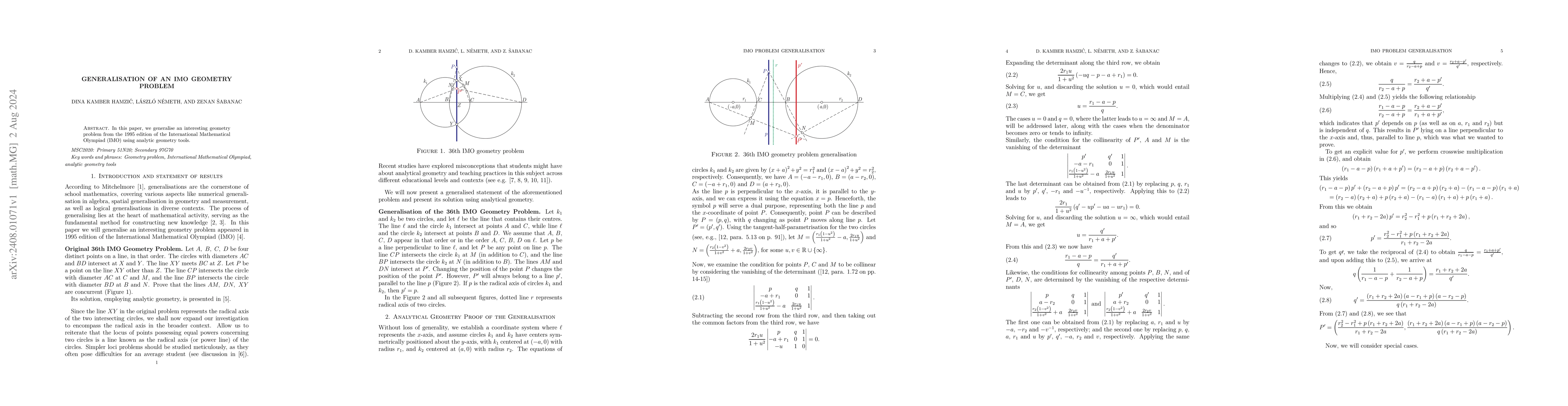 Thumbnail for Generalisation of an IMO Geometry Problem