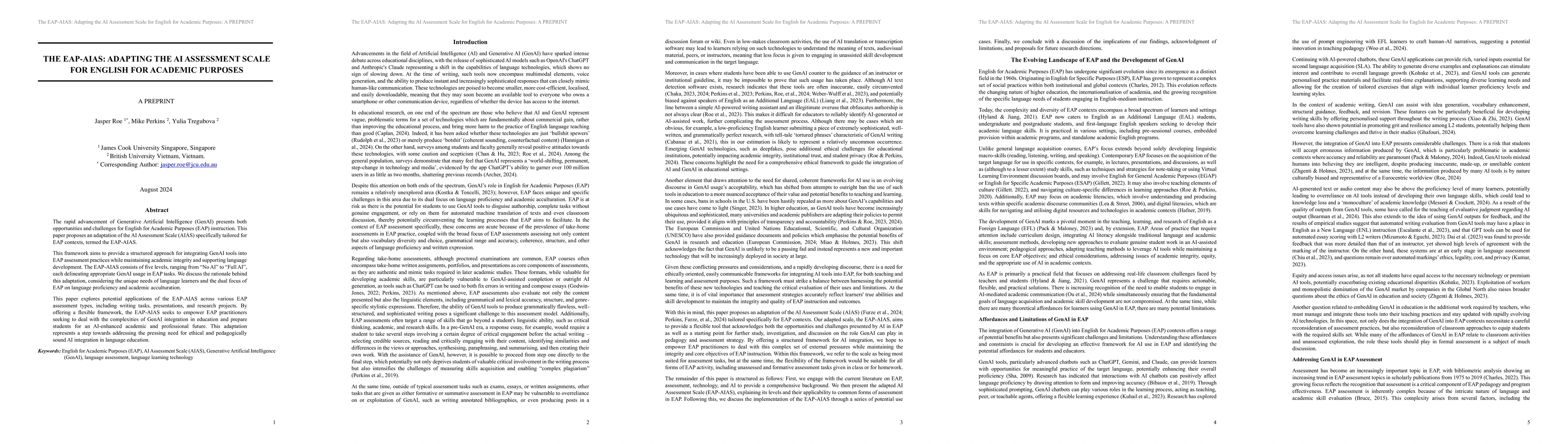 Thumbnail for The EAP-AIAS: Adapting the AI Assessment Scale for English for Academic
  Purposes