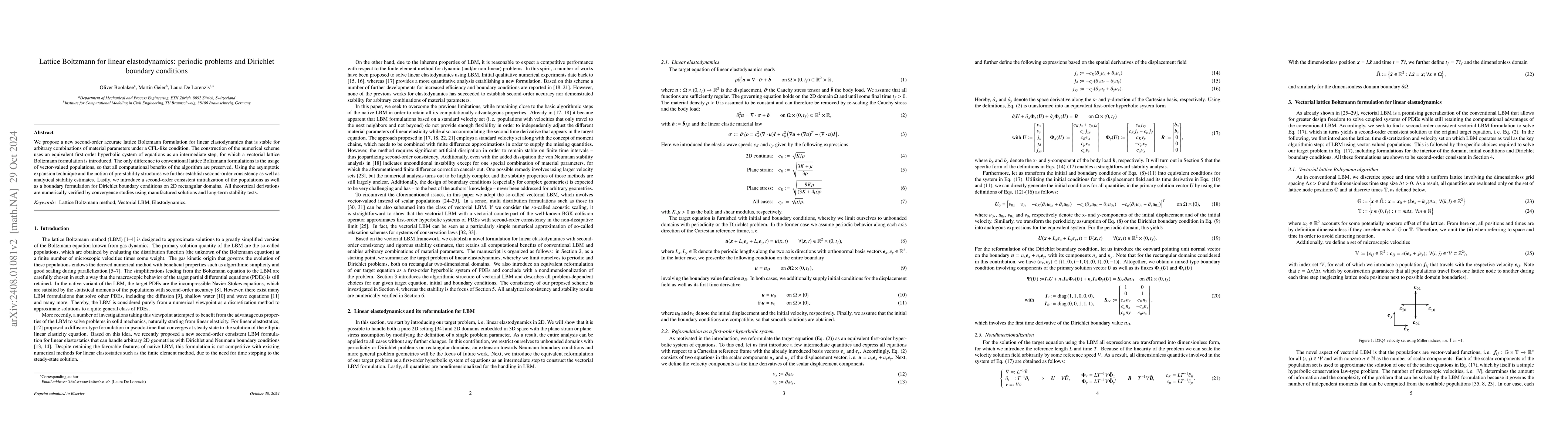 Thumbnail for Lattice Boltzmann for linear elastodynamics: periodic problems and
  Dirichlet boundary conditions