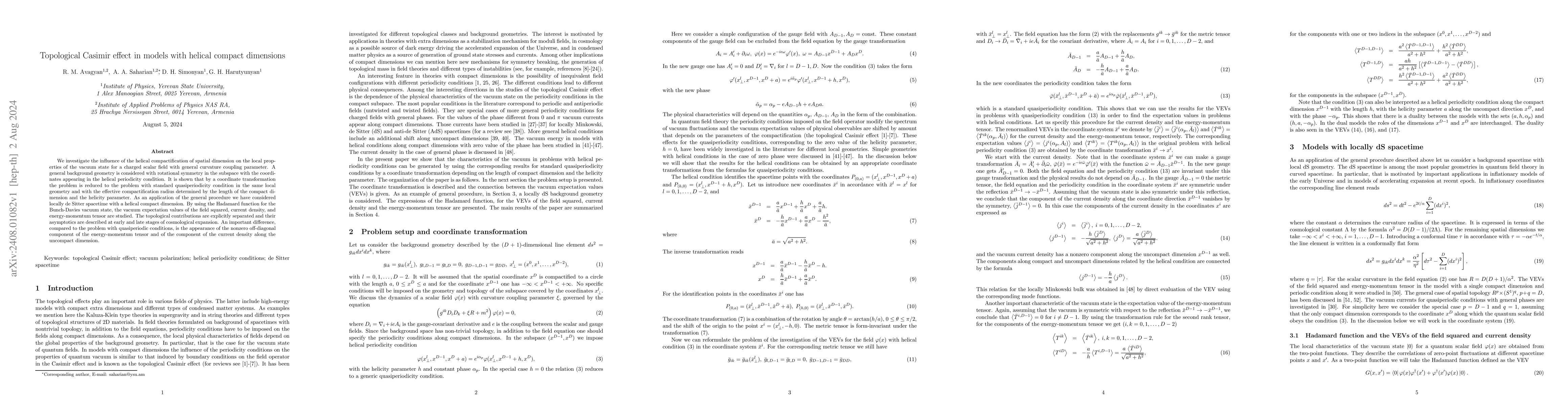 Thumbnail for Topological Casimir effect in models with helical compact dimensions