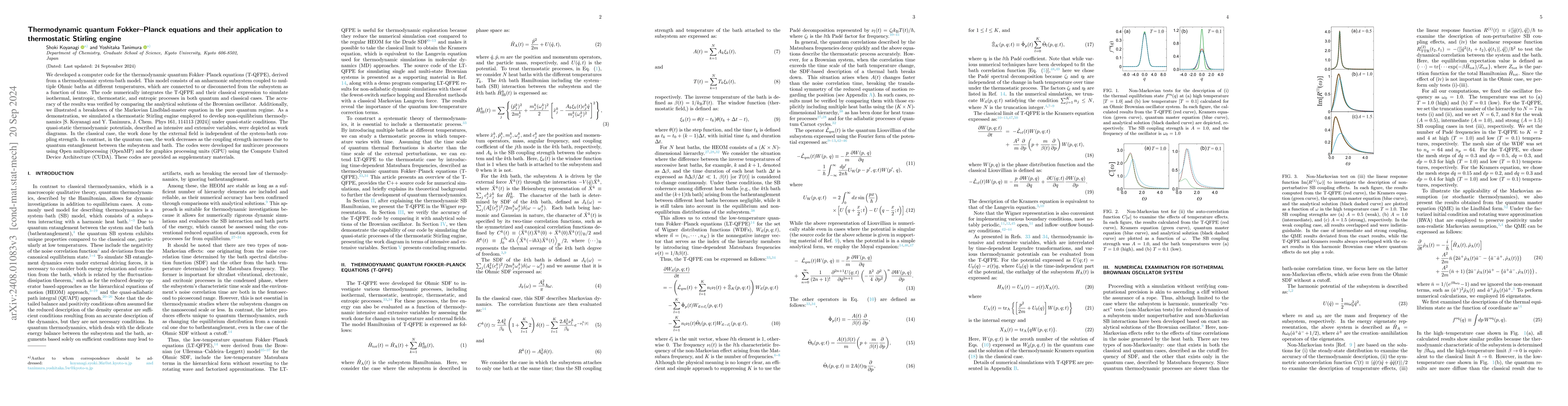 Thumbnail for Thermodynamic quantum Fokker-Planck equations and their application to
  thermostatic Stirling engine