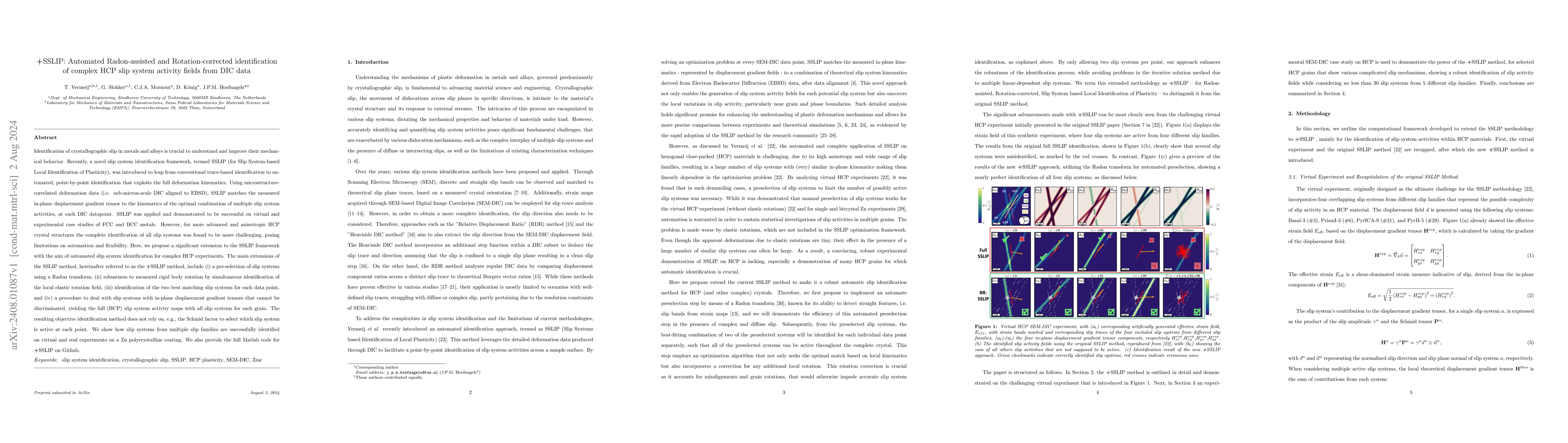 Thumbnail for +SSLIP: Automated Radon-assisted and Rotation-corrected identification
  of complex HCP slip system activity fields from DIC data