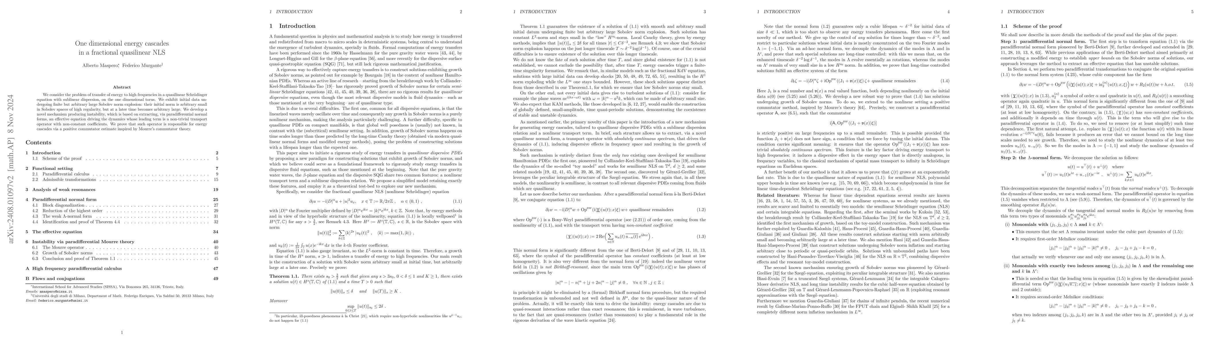 Thumbnail for One dimensional energy cascades in a fractional quasilinear NLS