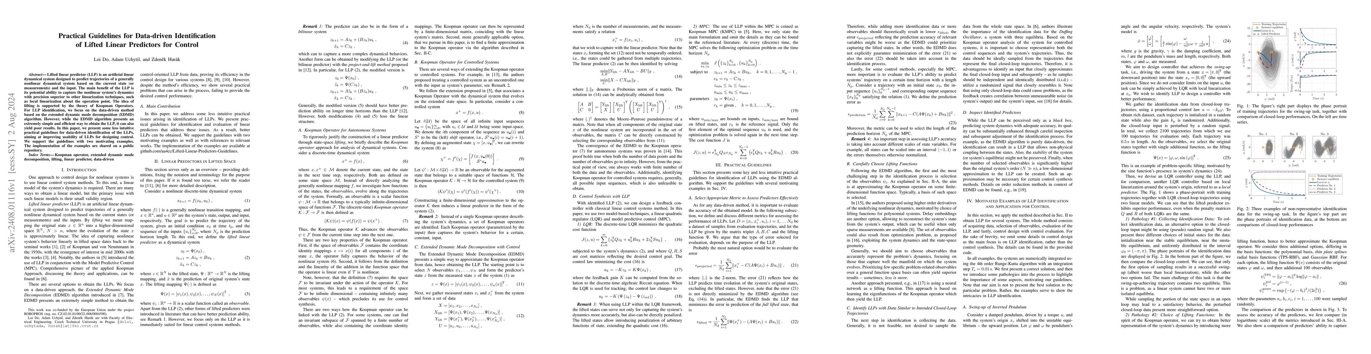 Thumbnail for Practical Guidelines for Data-driven Identification of Lifted Linear
  Predictors for Control