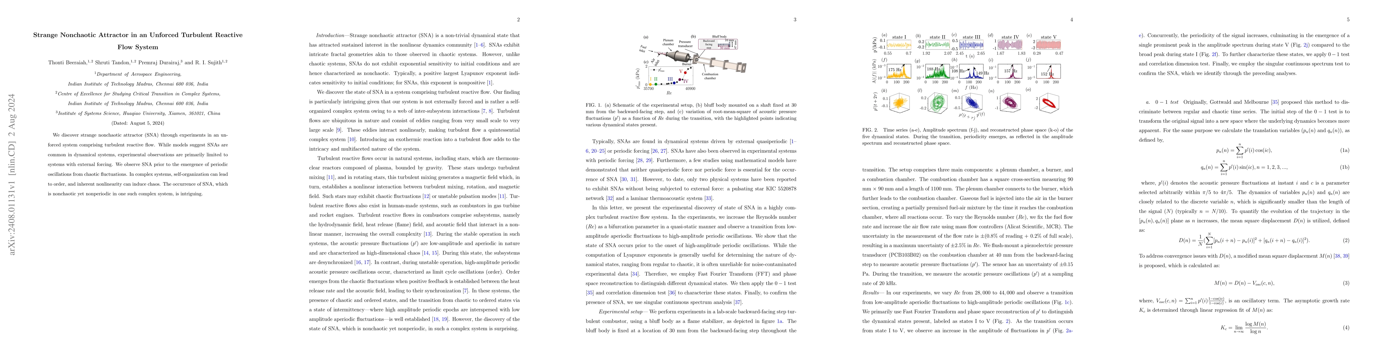 Thumbnail for Strange Nonchaotic Attractor in an Unforced Turbulent Reactive Flow
  System