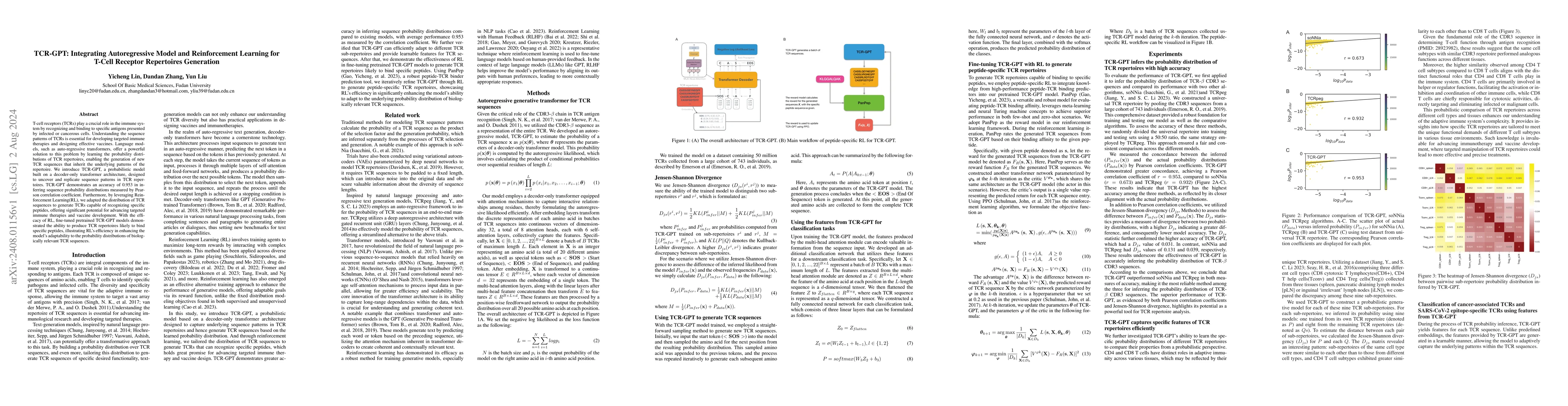Thumbnail for TCR-GPT: Integrating Autoregressive Model and Reinforcement Learning for
  T-Cell Receptor Repertoires Generation