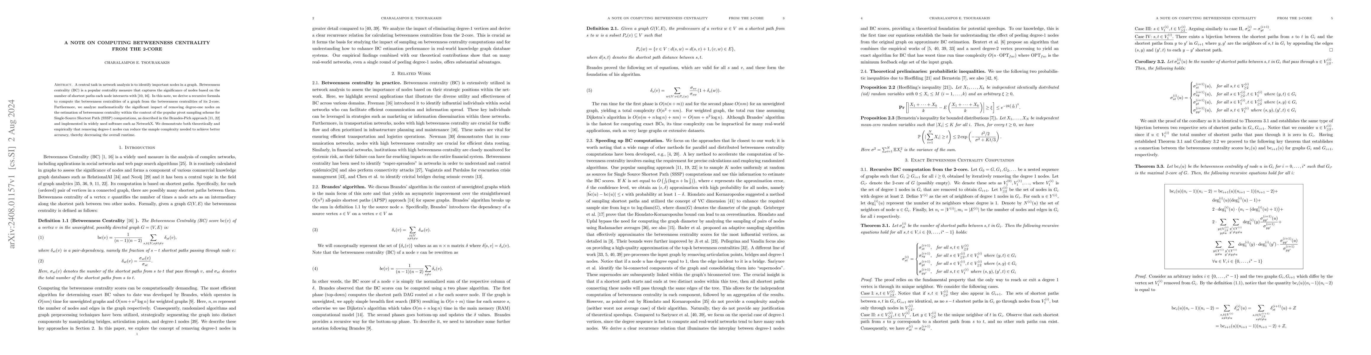 Thumbnail for A Note on Computing Betweenness Centrality from the 2-core