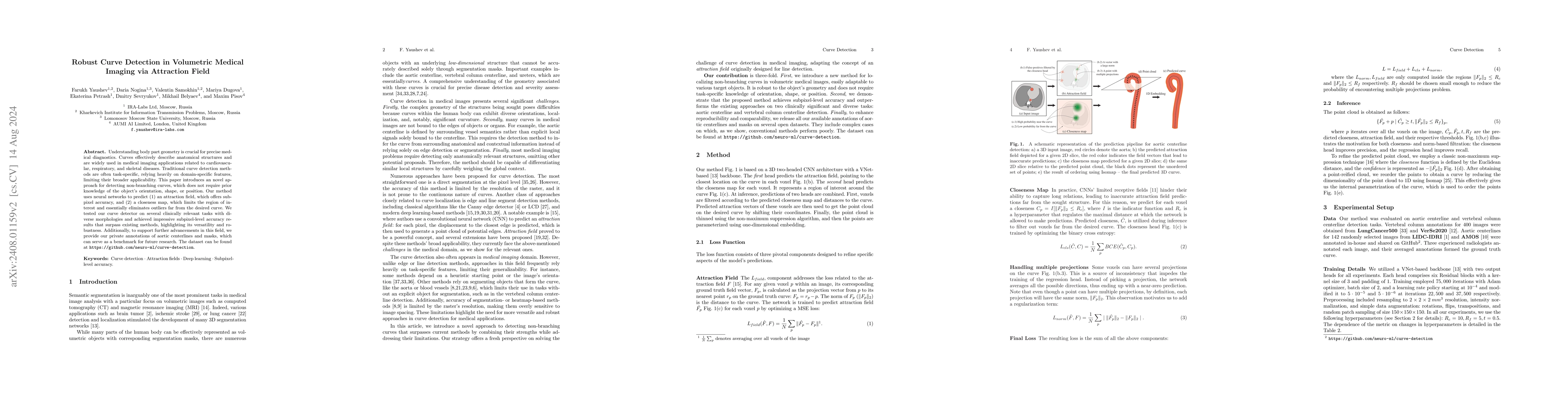 Thumbnail for Robust Curve Detection in Volumetric Medical Imaging via Attraction
  Field