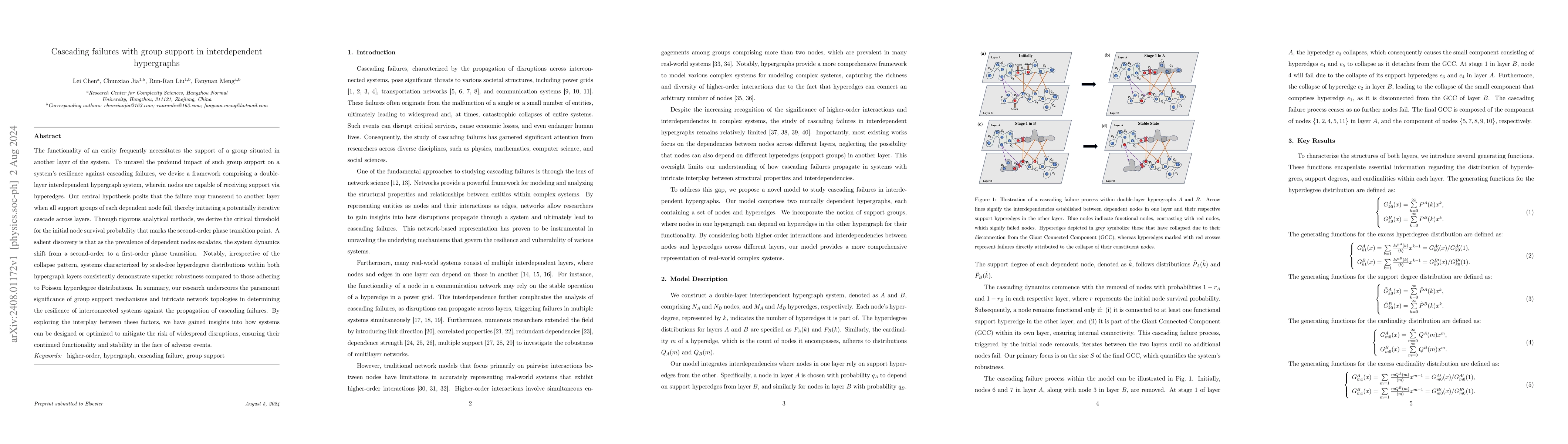 Thumbnail for Cascading failures with group support in interdependent hypergraphs
