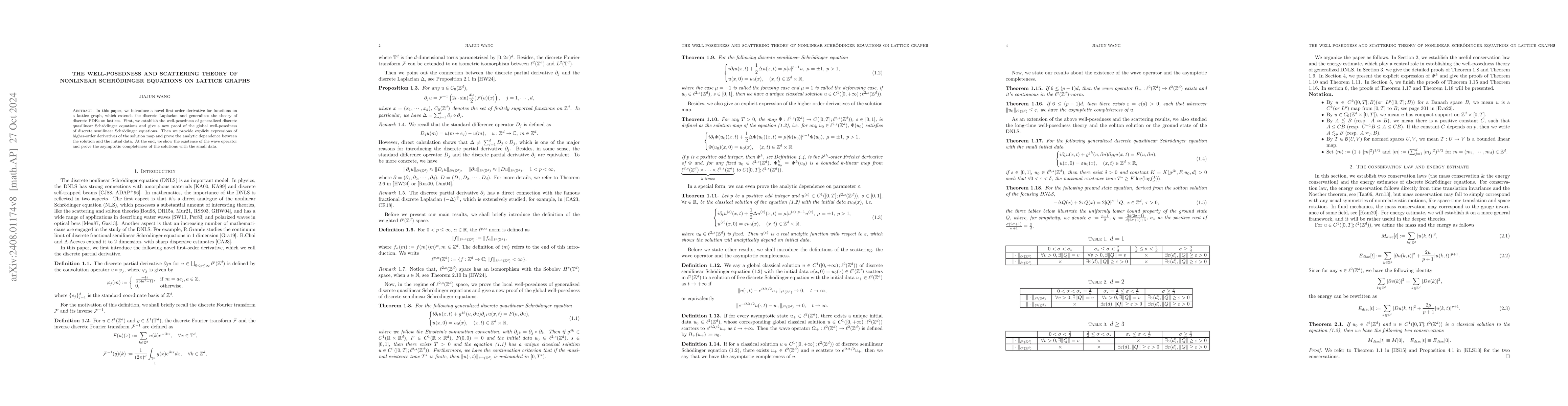 Thumbnail for The well-posedness and scattering theory of nonlinear Schrödinger
  equations on lattice graphs