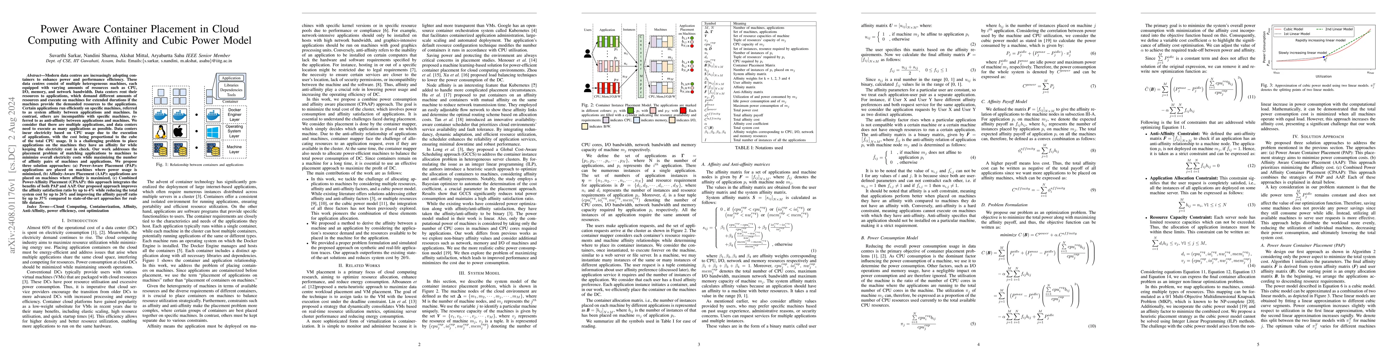 Thumbnail for Power Aware Container Placement in Cloud Computing with Affinity and
  Cubic Power Model